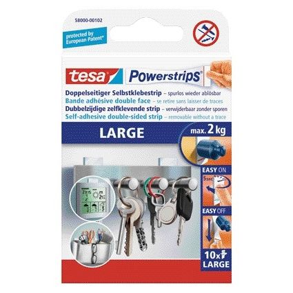 Tesa - Klebestreifen Powerstrips® LARGE doppelseitig 2kg 10 Stück