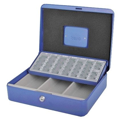 Pavo - Spardose mit Münzsortierfach 300x240x90mm blau