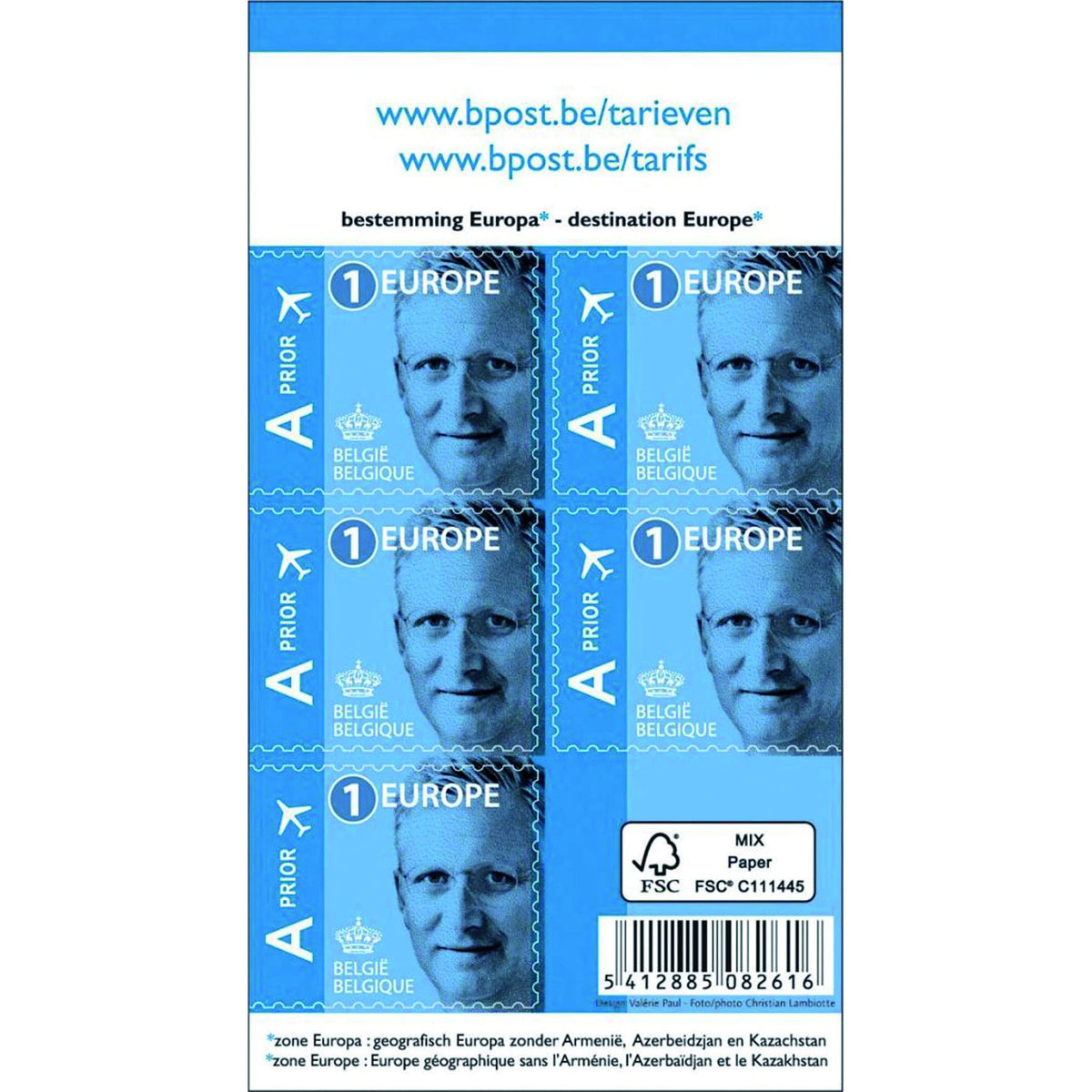 Quantore - Briefmarke Belgien Wert 1 Packung mit 50 Stück