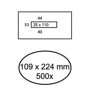 Quantore – Umschlag 109 x 224 mm, Mittelfenster 25 x 110 mm, 500 Stück