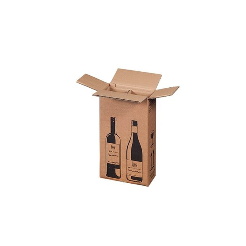 Klika - Flaschenversandkarton für 2 Flaschen 204 x 108 x 368 mm | 10 Stück