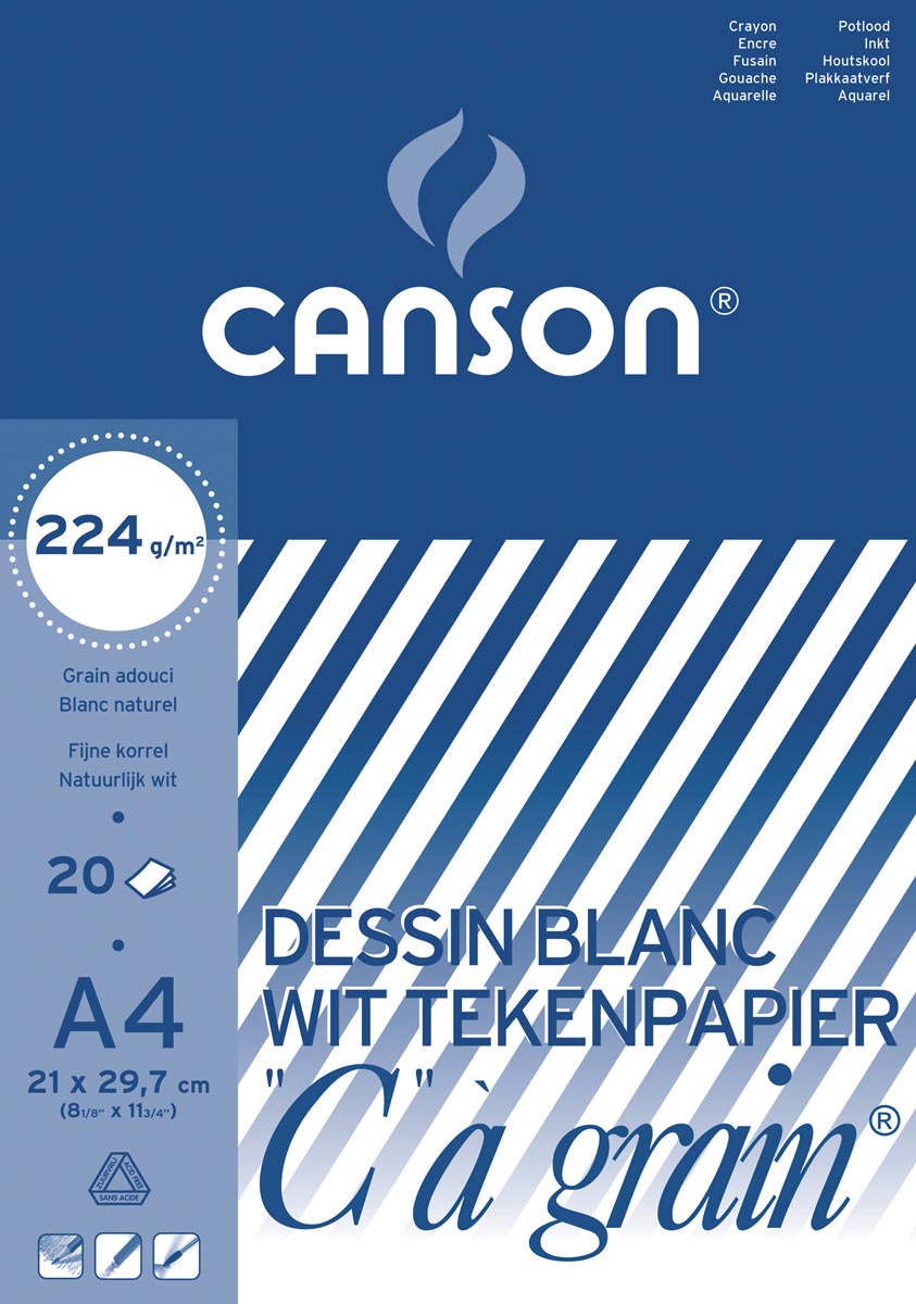 Canson - Zeichenblock C à Körnung 224 g/m², ft 21 x 29,7 cm (A4)