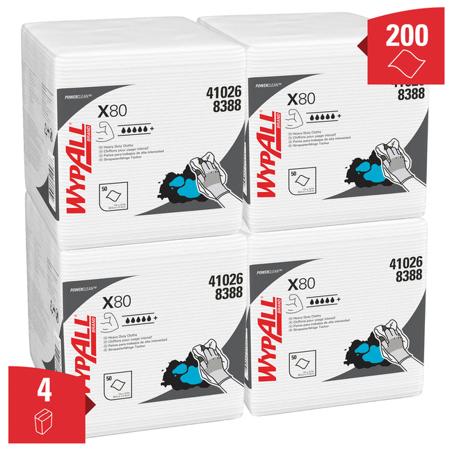 WypAll -  Poetsdoek x80 powerclean 305x317mm wit