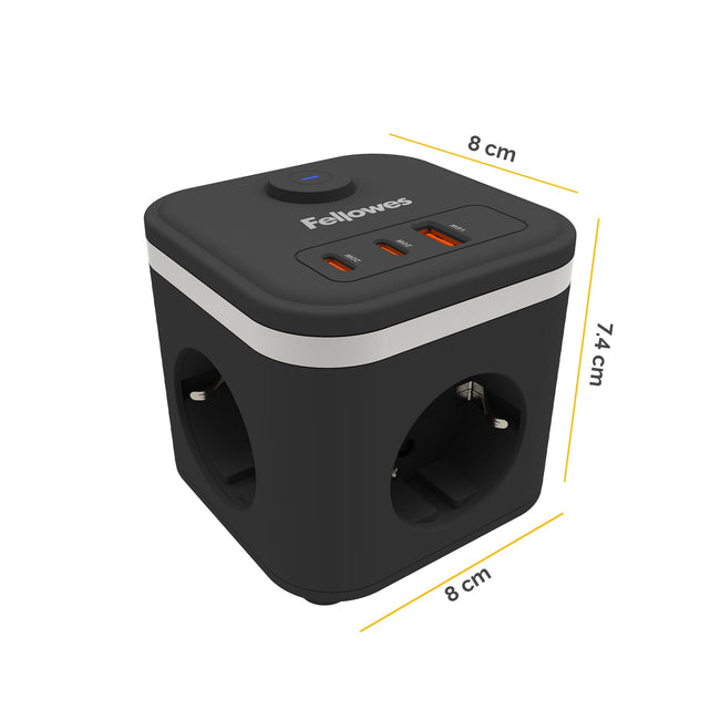 Fellowes -  Stekkerblok  pcf 3v 1xusb a 2xc 2m zwart