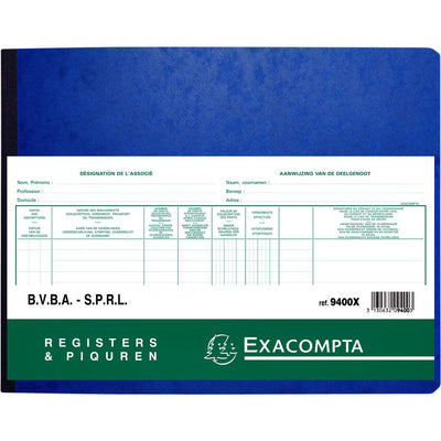 Exacompta - Register Piqure Aktionär BVBA/ SPRL 320x240mm 80 Blatt grün | 5 Stück