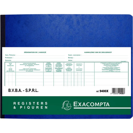 Exacompta - Register Piqure Aktionär BVBA/ SPRL 320x240mm 80 Blatt grün | 5 Stück