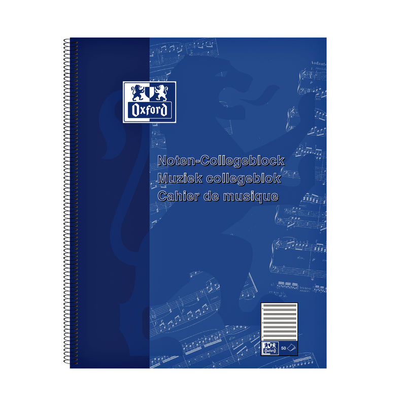 Oxford - Vorlesungsblock A4+ Noten 4-Loch 100 Seiten 80gr blau