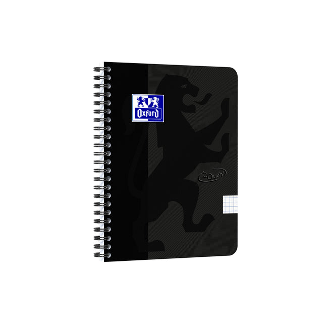 Oxford - Spiralblock Touch A5 Raute 5x5mm 140 Seiten 80gr schwarz | 5 Stück