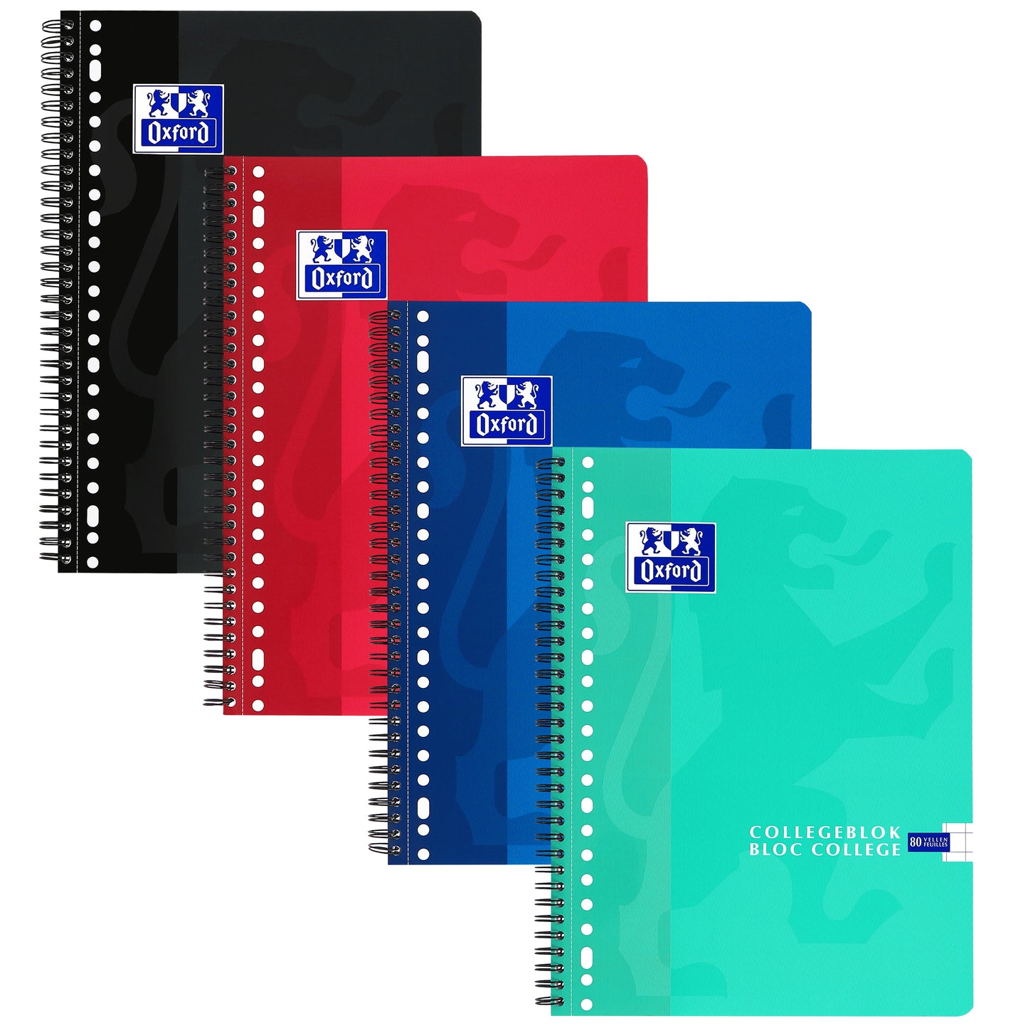 Oxford - Collegeblock Schule A4 Raute 10x10mm 23-Loch 160 Seiten 80gr sortiert | 10 Stück