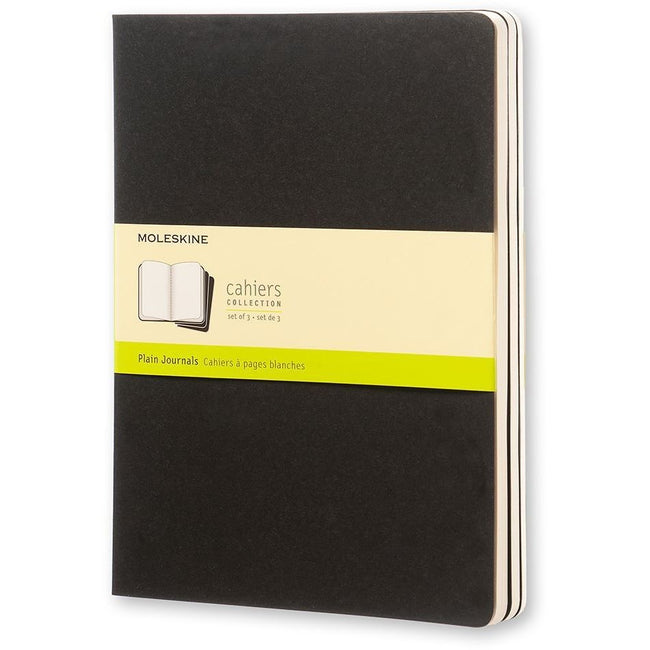 Moleskine – Notizbuch 190 x 250 mm, blanko, 240 Seiten, 70 g, schwarz, 3er-Set