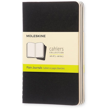 Moleskine – Notizbuch 90 x 140 mm, blanko, 240 Seiten, 70 g, schwarz, 3er-Set