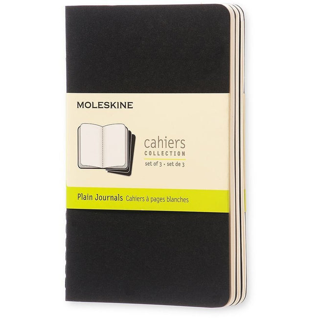 Moleskine – Notizbuch 90 x 140 mm, blanko, 240 Seiten, 70 g, schwarz, 3er-Set