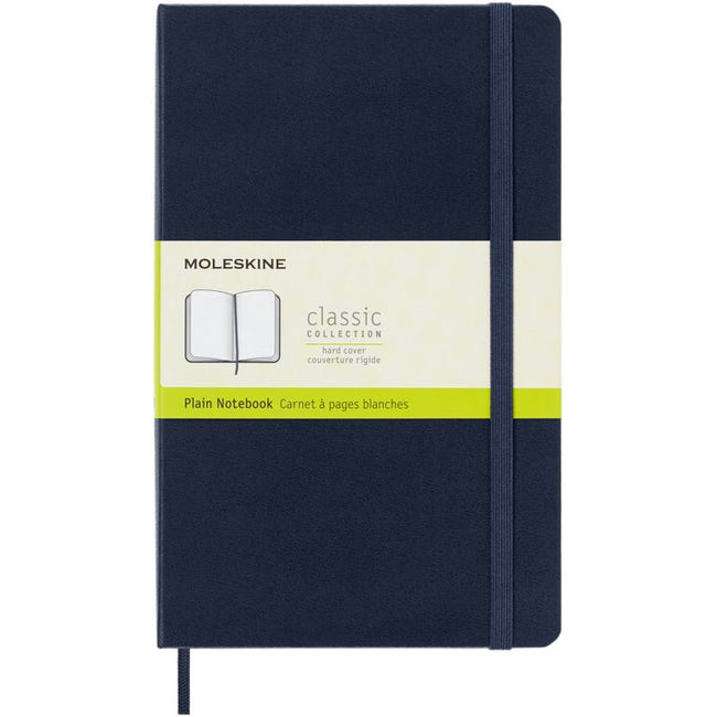 Moleskine – Notizbuch groß, 130 x 210 mm, blanko, fester Einband, saphirblau