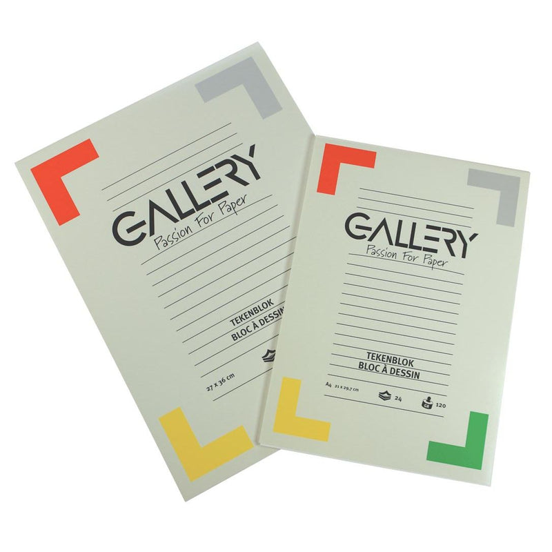 Gallery - Zeichenpapier, 120 g, ft 21 x 29,7 cm, A4, holzfreies Papier, Block mit 24 Blatt