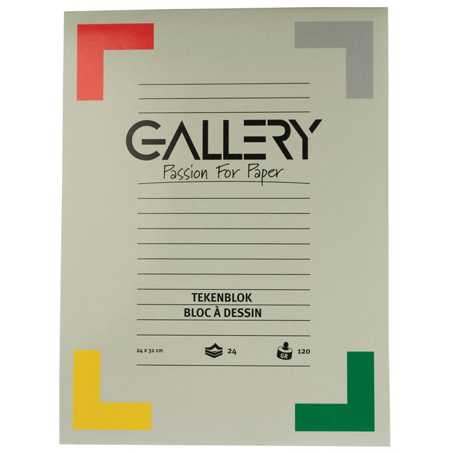 Gallery - Zeichenpapier, 120 g, ft 24 x 32 cm, holzfreies Papier, Block mit 24 Blatt
