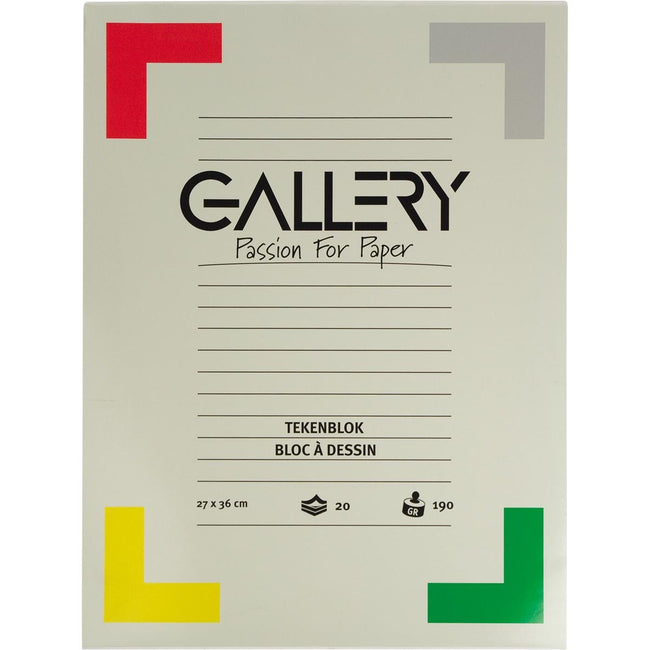 Gallery - Zeichenpapier, 190 g, ft 27 x 36 cm, extra schweres holzfreies Papier, Block mit 20 Blatt