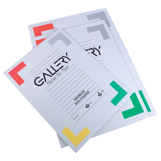 Gallery - Zeichenpapier, 190 g, ft 24 x 32 cm, extra schweres holzfreies Papier, Block mit 20 Blatt