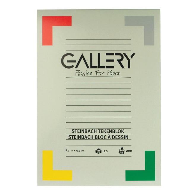 Galerie - Steinbach-Zeichenpapier, 200 g, ft 21 x 29,7 cm, A4, gekörnt, Block mit 20 Blatt