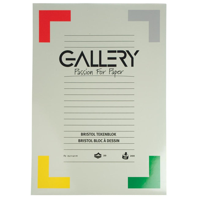 Galerie – Bristol-Zeichenpapier, 200 g, ft 29,7 x 42 cm, A3, Block mit 20 Blatt