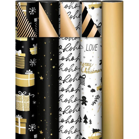 KP - Geschenapier Black Gold, 70 cm x 2 m, farbig sortiert
