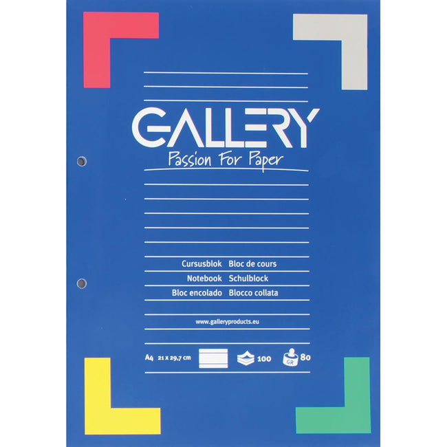 Galerie – Kursblock, ft A4, 80 g/m², 2-Loch-Perforation, liniert, 100 Blatt