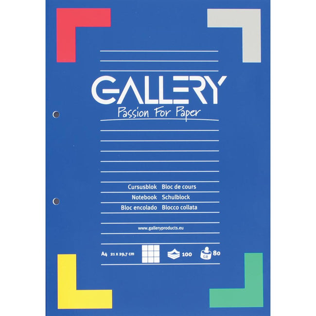 Gallery - Kursblock, ft A4, 80 g/m², 2-Loch-Perforation, kariert 5 mm, 100 Blatt