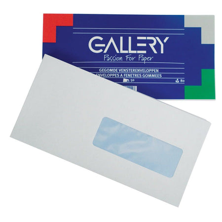 Galerie - Briefumschläge ft 114 x 229 mm, mit Sichtfenster rechts, gummiert, VE 50 Stück