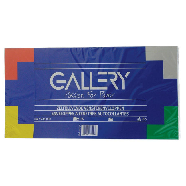 Galerie - Briefumschläge ft 114 x 229 mm, mit Sichtfenster rechts, Streifenverschluss, Packung à 50 Stück