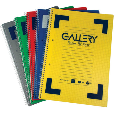 Galerie – Traditionelles Spiralnotizbuch im A4-Format, liniert, verschiedene Farben, 160 Seiten