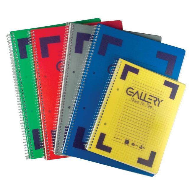 Galerie – Traditionelles Spiral-Notizbuch ft A5, kariert 5 mm, verschiedene Farben, 160 Seiten