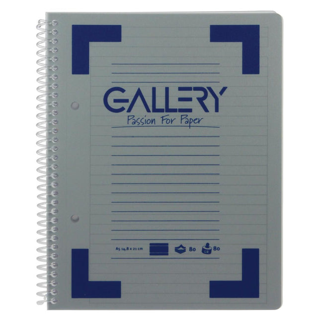 Galerie – Traditionelles Spiralnotizbuch im A5-Format, liniert, verschiedene Farben, 160 Seiten