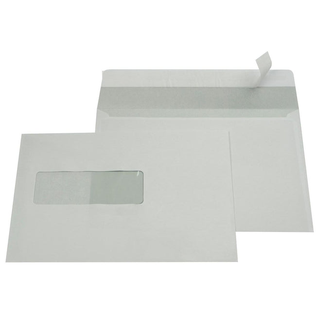 Galerie - Briefumschläge ft 156 x 220 mm, Fenster links, Streifenverschluss, innen grau, 500 Stück