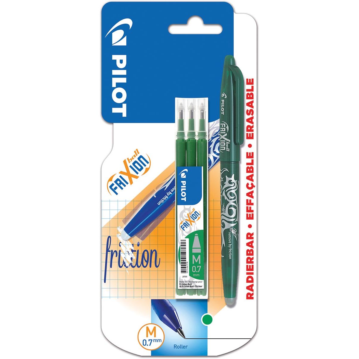 Pilot - Tintenroller Frixion BL-FR7 m + 3 Füllung grün