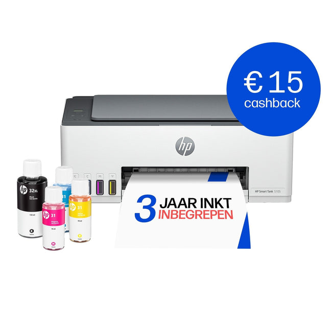HP INC. -  Smart Tank 5105 Draadloos All-in-One Kleur Printer, Kopieerapparaat, scanner