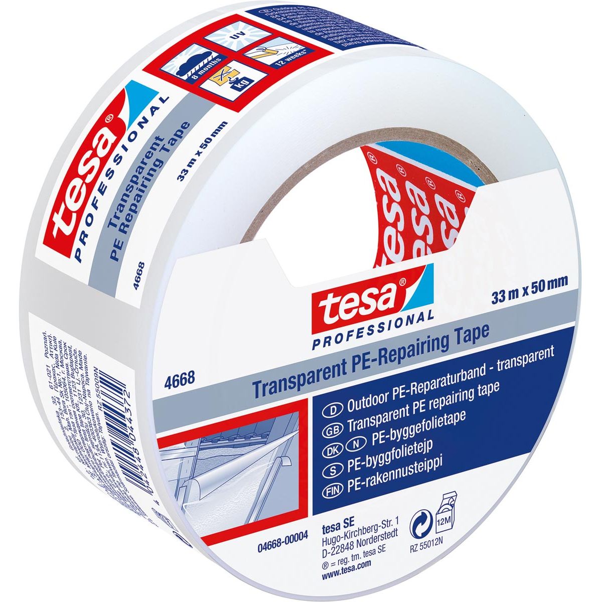 Tesa -  PE-reparatiee, 50 mm x 33 m, transparant