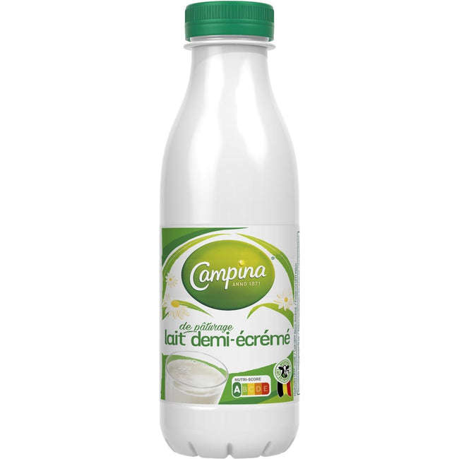 Campina - Teilentrahmte Milch, 0,5 Liter, Packung mit 6 Flaschen
