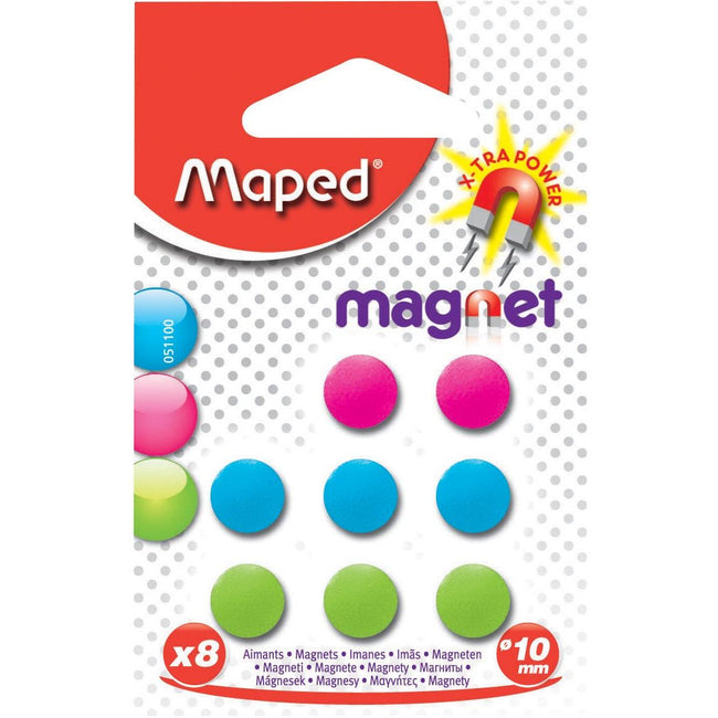 Maped Office - Magnete, 10 mm, verschiedene Farben, Blister mit 8 Stück