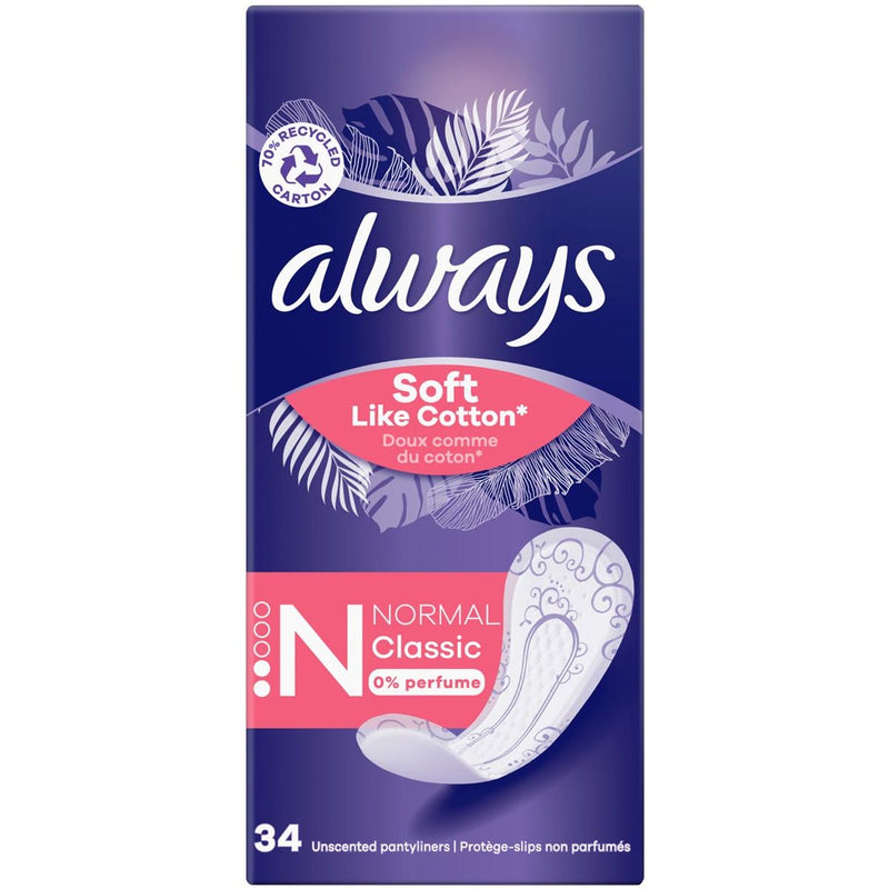 Always - Soft Like Cotton Slipeinlage Normal Classic, Packung mit 34 Stück