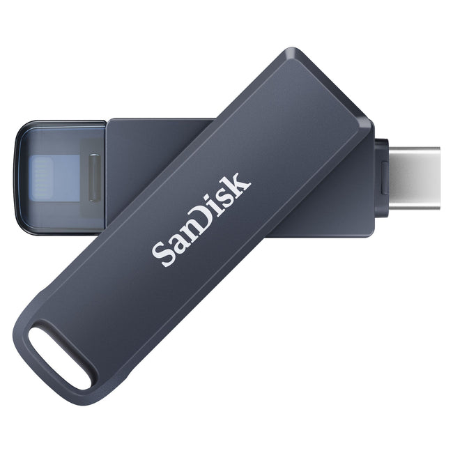 Sandisk -  Phone drive 64gb lightning- usb-c blauw