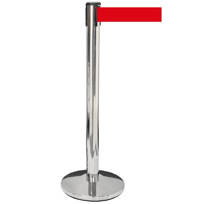 Klika – Zugangspfosten verchromt mit rotem Gürtel