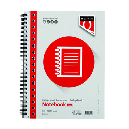 Quantore - Vorlesungsblock A5-Linie 17-Loch 80 Blatt 70gr | 5 Stück