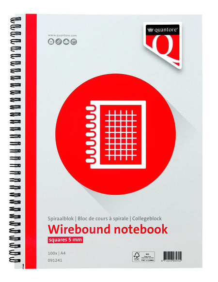 Quantore - Spiralblock A4 Raute 5mm 100 Blatt 70gr