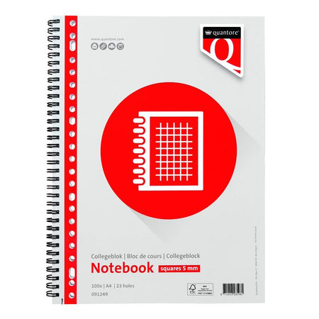 Quantore - Vorlesungsblock A4 Raute 5mm 23-Loch 100 Blatt 70gr | 5 Stück