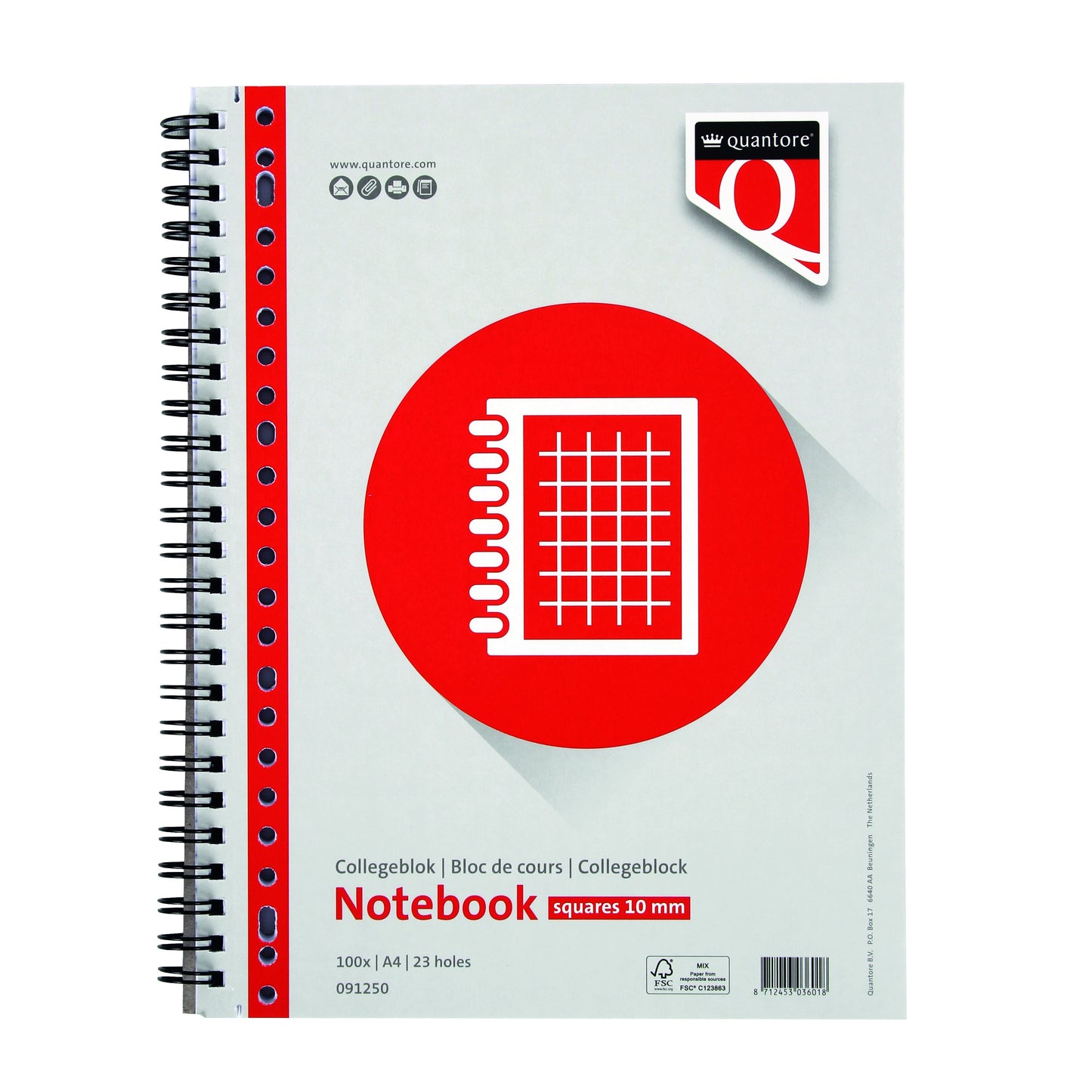 Quantore - Vorlesungsblock A4 Raute 10mm 23-Loch 100 Blatt 70gr