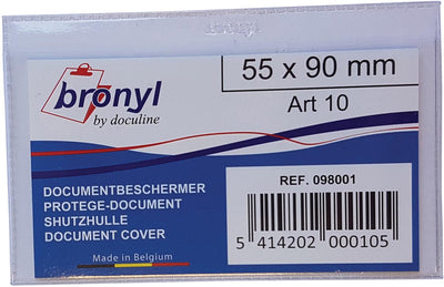 Bronyl – U-förmiger Ordner aus transparentem PVC mit einer Stärke von 140 Mikron, für Kreditkarten geeignet