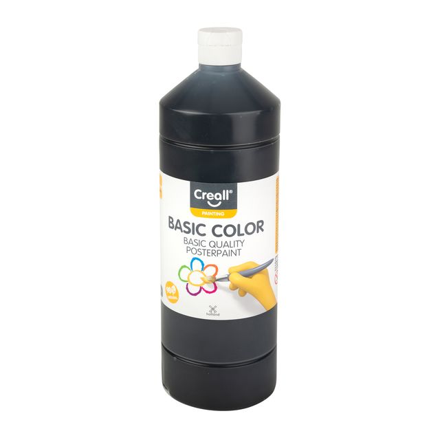 Creall - Posterfarbe Basic Schwarz 1000ml | 6 Stück