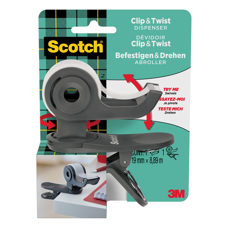 Scotch - Klebebandhalter Clip C19 dunkelgrau + 1 Rolle Magic E 19mmx8,89m