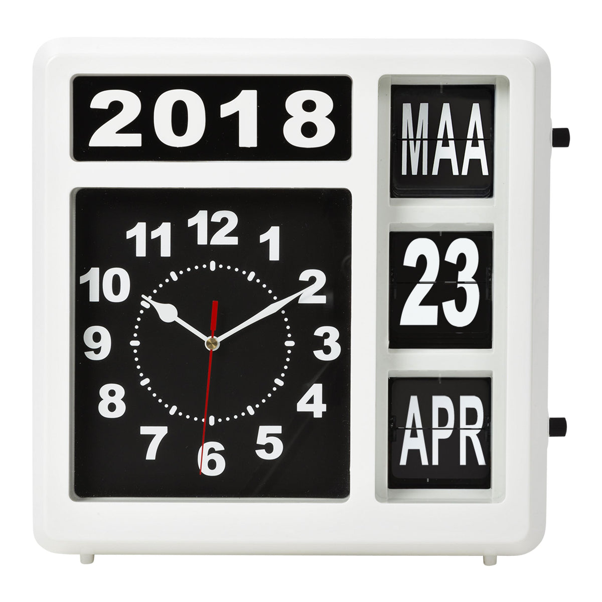 Perel – Wanduhr analog 310 x 310 mm, niederländische Version, weiß
