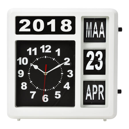Perel – Wanduhr analog 310 x 310 mm, niederländische Version, weiß