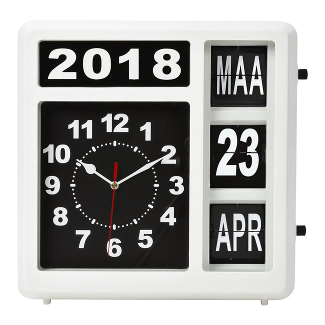 Perel – Wanduhr analog 310 x 310 mm, niederländische Version, weiß